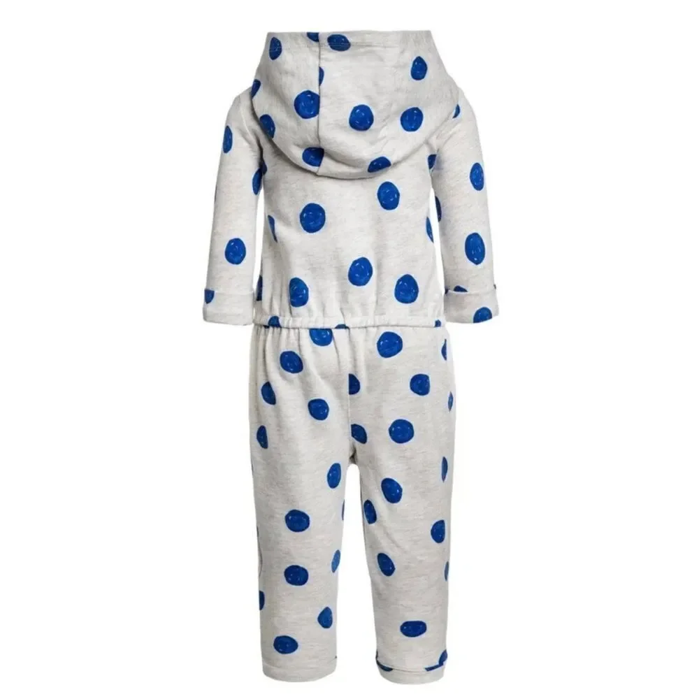 NWT - Girls Carter's hooded jumpsuit, polka dot, one piece, says “cute”